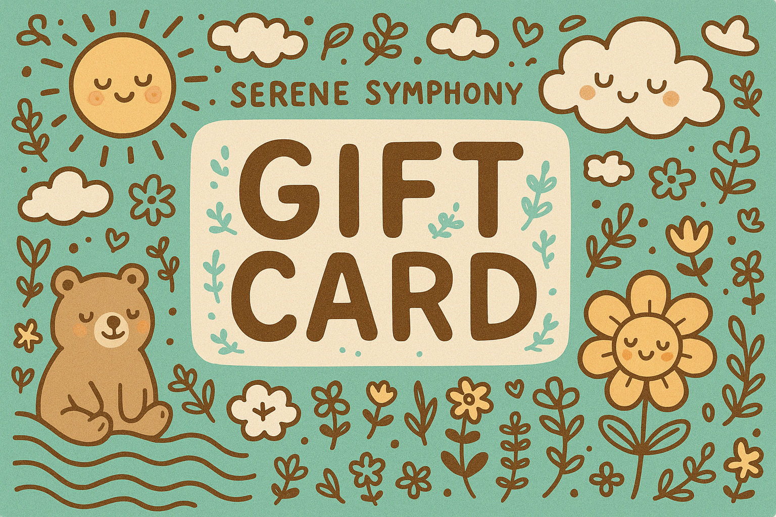 Super cute, fun, and relaxed Serene Symphony gift card design